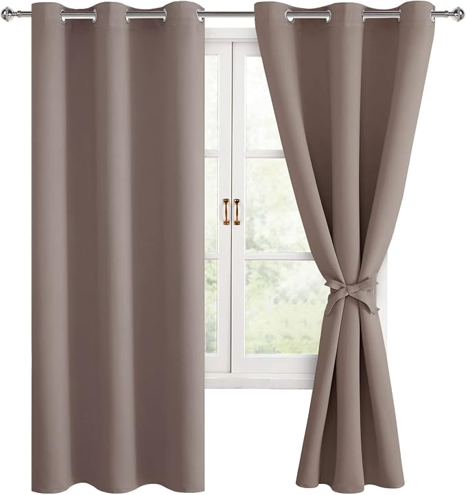 Blackout Curtains for Bedroom, 42 x 63 Inches Length, 2 Panels | Thermal by Hiasan