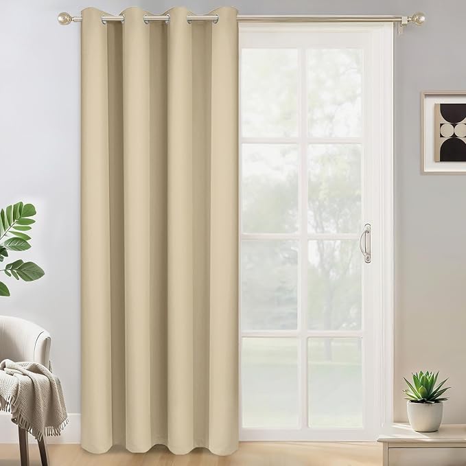 Yakamok Beige Room Darkening Curtains 84 inch Sliding Door Drapes | 1 by Yakamok