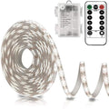 echosari Battery Operated Led Strip Lights White with Remote, 8 Modes, Dimmable, Timer, Self-Adhesive, Cuttable, for PC TV Kitchen Cabinet Shelves Bedroom Decor (3m 90LED)