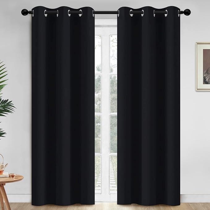 Yakamok Room Darkening Curtains 42x84 inch Length Black-Living Room | 2 panels by Yakamok