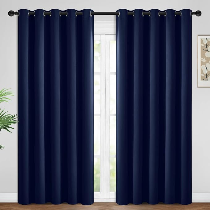 Yakamok Room Darkening Curtains 62x96 inch Length Navy Blue-Living Room | 2 by Yakamok