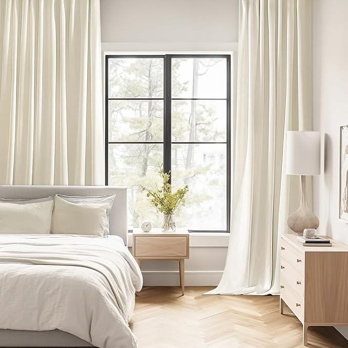 MIULEE Beige White Back Tab Blackout Curtains 52x102 Inch Long 2 Panels Set | - Image 2