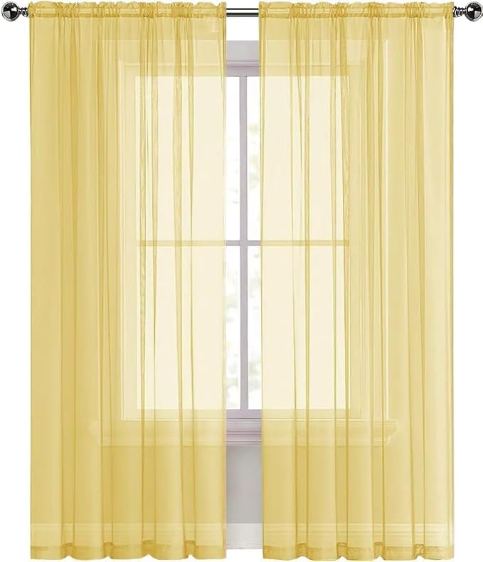 SpaceDresser Sheer Voile Window Treatment Rod Pocket Curtain Panels - Image 2