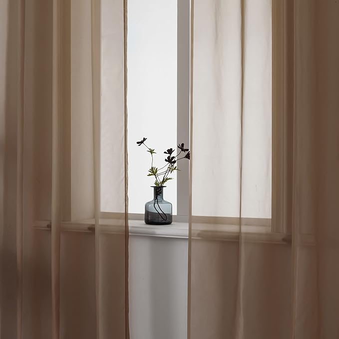 DUALIFE Chocoalate Brown Sheer Curtains 108 Inches Long Voile Panels Drapes Grommet Curtain Sheers for Living Room Transparent Bedroom Light Filtering Window Treatments 2 Panels 52x108 Inch Dark Brown
