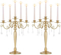 Sziqiqi Wedding Candelabra Table Centerpiece: 5 Arm Candelabras for Candlesticks - Gold Candle Holder Set of 2 for Christmas Engagement Birthday Party Event