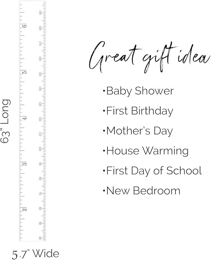 Headwaters Studio Wooden Ruler Growth Chart for Kids, Boys & Girls - Height Chart & Height Measurement for Wall - Kids Nursery Wall Decor & Room Hanging Wall Decor - White