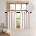 MIULEE Natural Linen White Kitchen Curtain 30 Inch Long 2 Panels Farmhouse | by MIULEE