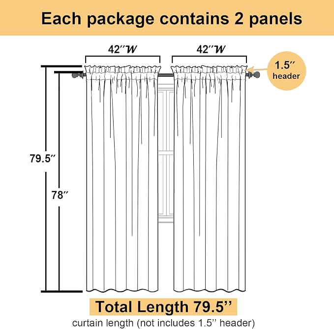 Aqua Sheer Curtains for Living Room 78 Inches Long 2 Pcs, Dual Rod Pockets - Image 3