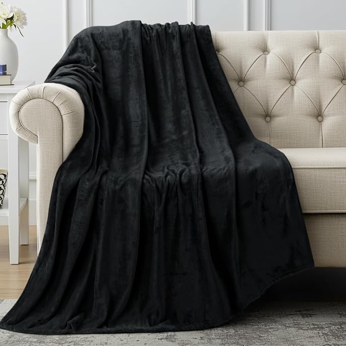 Utopia Bedding Soft Fleece Bed Blanket Throw XL Size Black | Microfiber Plush by UTOPIABEDDING