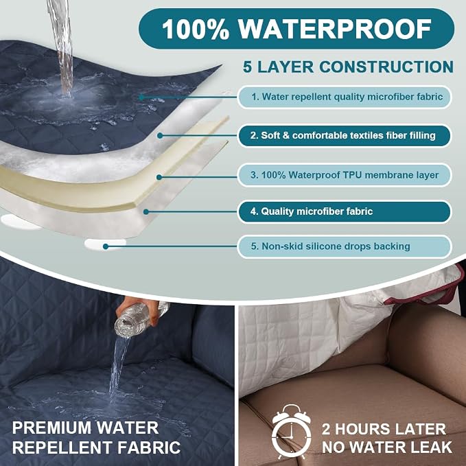 Turquoize 100% Waterproof Futon Cover Futon Slipcover Washable Armless Sofa Bed - Image 3