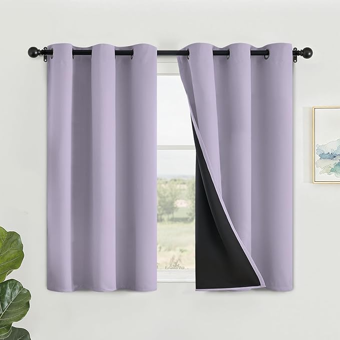 SimpleHome Lilac 100% Blackout Curtains Room Darkening Living Room 45 Inch | by SimpleHome