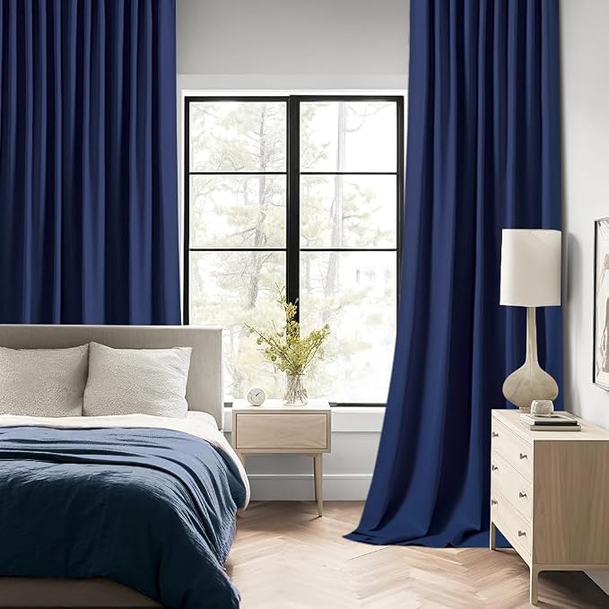MIULEE Navy Blue Back Tab Blackout Curtains 52x84 Inch Length 2 Panels Set | - Image 2