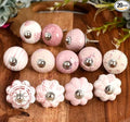 Cabinet Knobs for Dresser Drawers Assorted Multicolor Countryside Door Pull Handles for Kitchen Wardrobes Boho Home Interior Décor Pink Knobs - Pack of 20