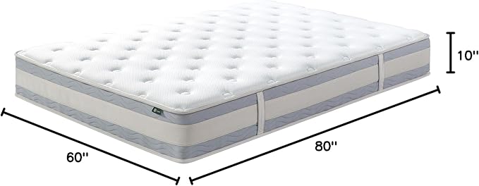 ZINUS 10 Inch Comfort Support Hybrid Mattress [New Version], Queen, Fiberglass Free, Medium Plush, Motion Isolation, Certified Safe Foams & Fabric, Mattress in A Box