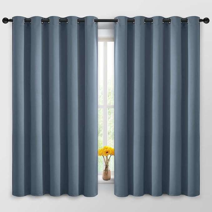 Yakamok Room Darkening Curtains 62x63 inch Length Stone Blue-Living Room | 2 by Yakamok