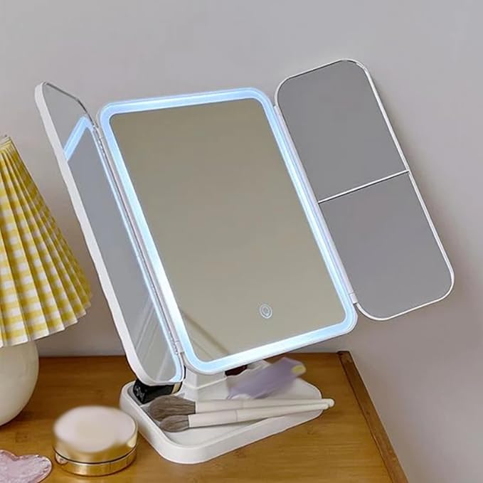 Vanity Mirror Pro, Trifold Led Makeup Mirror, Aristoparis Makeup Mirror, Glisera Makeup Mirrors, Glisera Smart Mirror with Lights,LED Trifold Vanity (Pink)