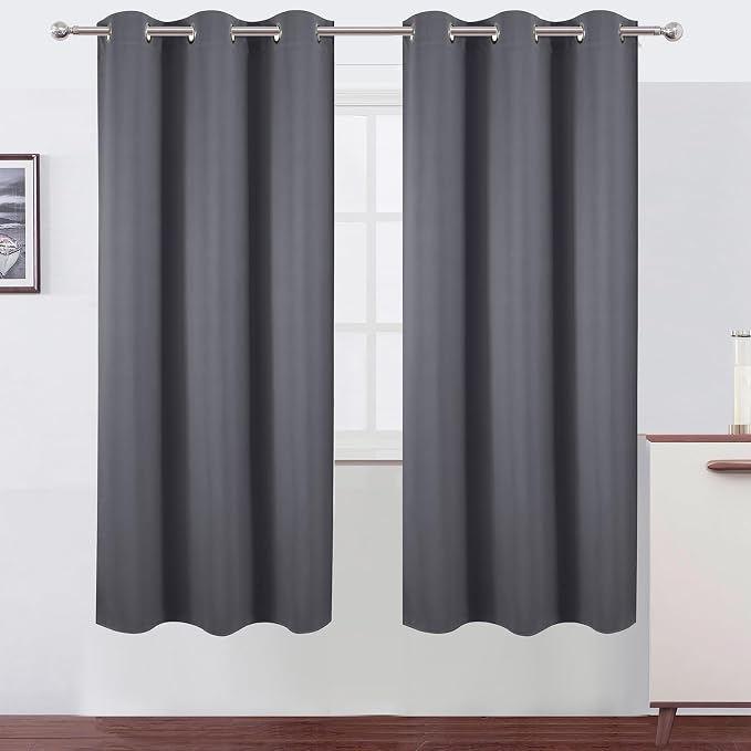 Grey Blackout Curtains 42 x 72 Inch Length/Set of 2 Curtain Panels/Thermal by Lemomo