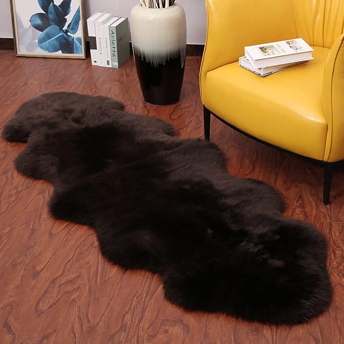 HUAHOO Premium Genuine Sheepskin Rug Brown Real Australia Sheepskin Natural - Image 4