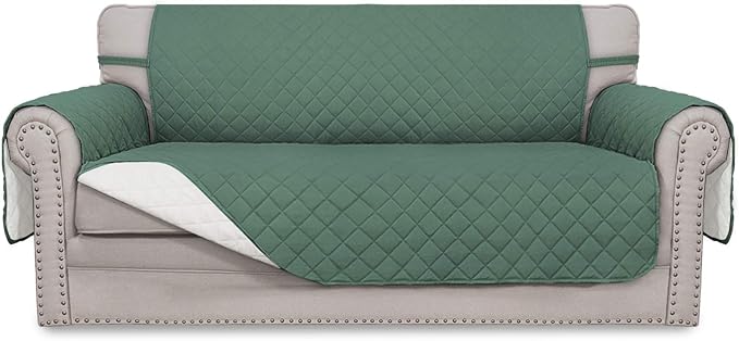 Easy-Going Reversible Couch Cover, 2 Cushion Sofa, Cyan/Ivory | Oversized by Easy-Going