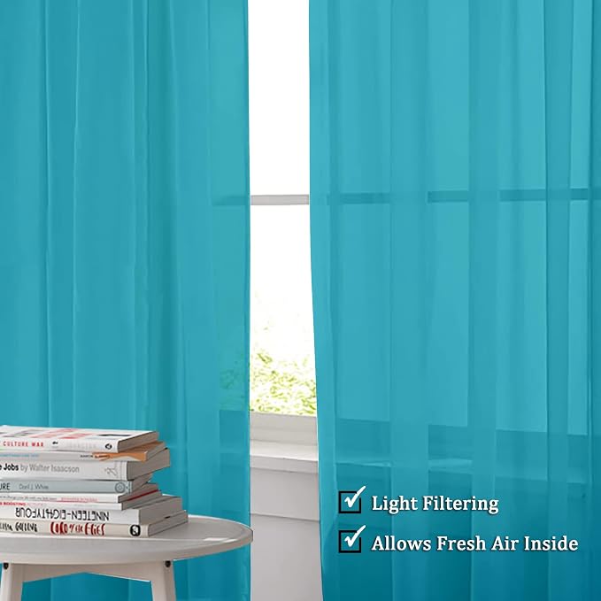 Sheer Curtain 90 Inches Long 2 Panels Set - Image 2