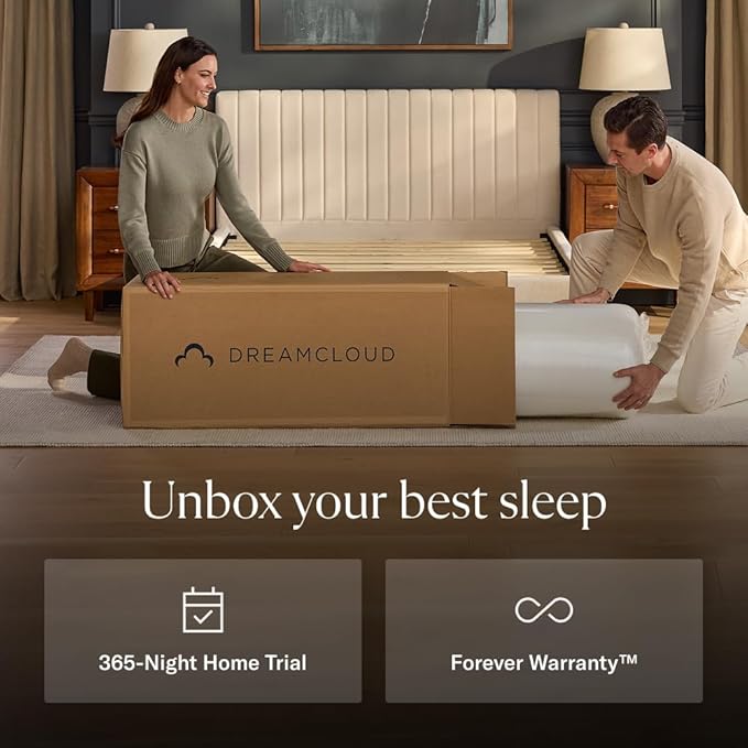 DreamCloud Classic 12" Twin XL Mattress - Luxury Hybrid Gel Memory Foam - 365 Night Trial - Fiberglass Free - Forever Warranty - Mattress in a Box - CertiPUR-US Certified