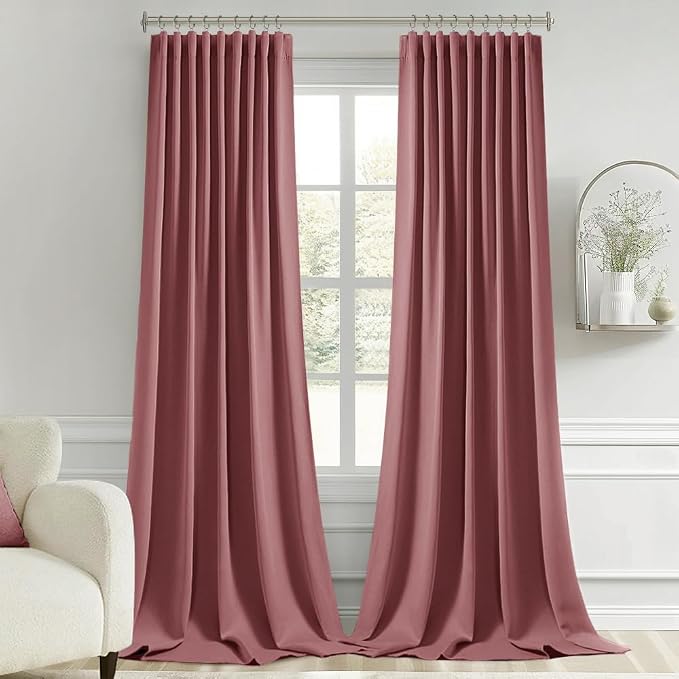 MIULEE Dusty Rose Back Tab Blackout Curtains 52x108 Inch Long 2 Panels Set | - Image 9