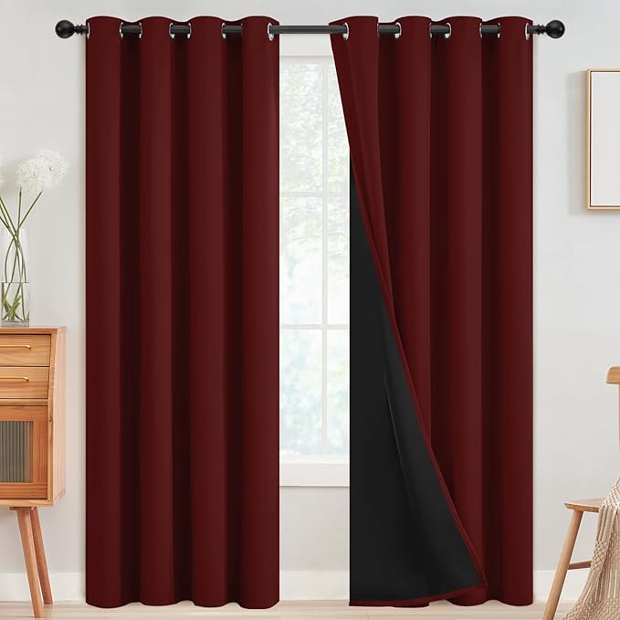 SimpleHome Burgundy Red 100% Blackout Curtains Room Darken Living Room 96 | by SimpleHome