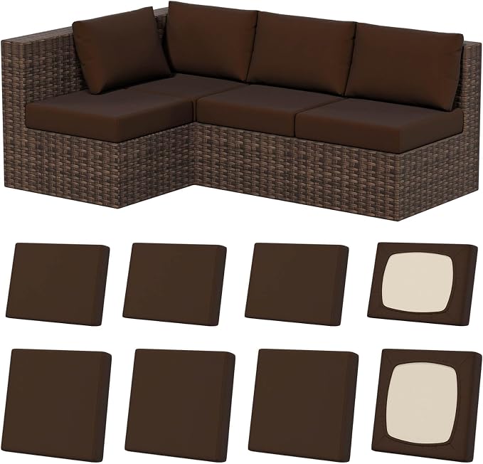 8Pcs Outdoor Cushion Covers, Stretch Patio Furniture Couch Chair Slipcovers | by VORSHAPE