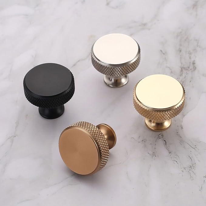 Asidrama 20 Pack Matte Black Kitchen Cabinet Knobs Knurled Dresser Knobs Drawer Knob Cabinet Hardware Aluminum Knob for Dresser Drawers