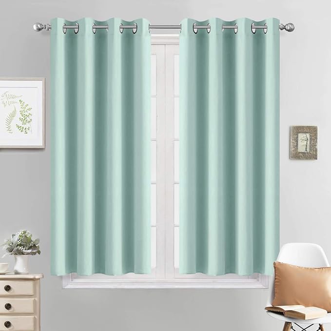 Yakamok Room Darkening Curtains 52x45 inch Length Aqua-Living Room | 2 panels by Yakamok