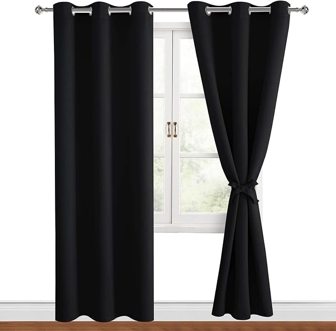 Blackout Curtains for Bedroom, 42 x 84 Inches Long, 2 Panels | Thermal by Hiasan