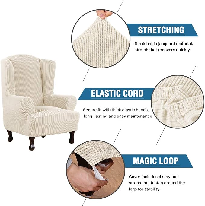H.VERSAILTEX Wing Chair Slipcover Chair Covers - Image 3