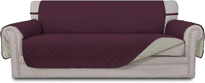 Easy-Going Reversible Couch Cover, 4 Seater Sofa, XX-Large Sofa, Wine/Beige | by Easy-Going