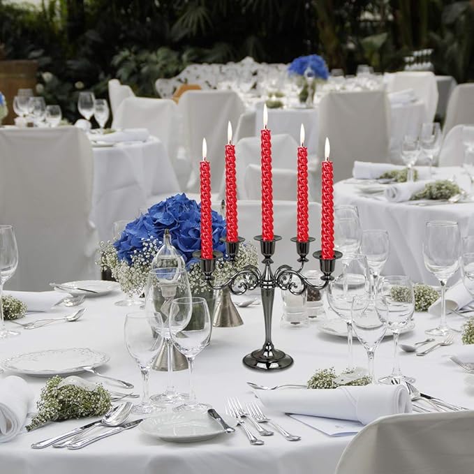 Metal Candelabra 5-Candle 10.1 Inch Tall Candle Holder Stick for Home Wedding Event and Party Festival,Black