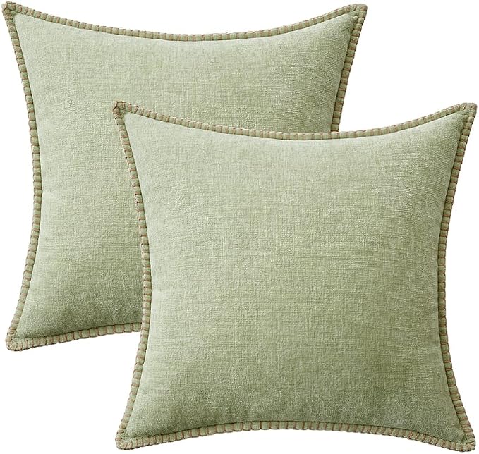 MIULEE Decorative Couch Throw Pillow Covers 18x18 Inch Light Green 2 Pack | - Image 6