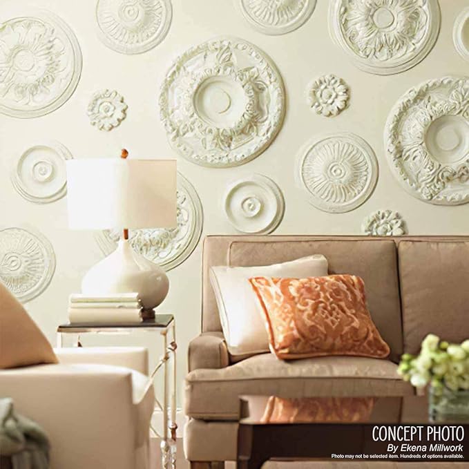 12 1/2"OD x 3 7/8"ID x 3/4"P Bradford Ceiling Medallion (Fits Canopies up to 6 5/8"), Hand-Painted Frost