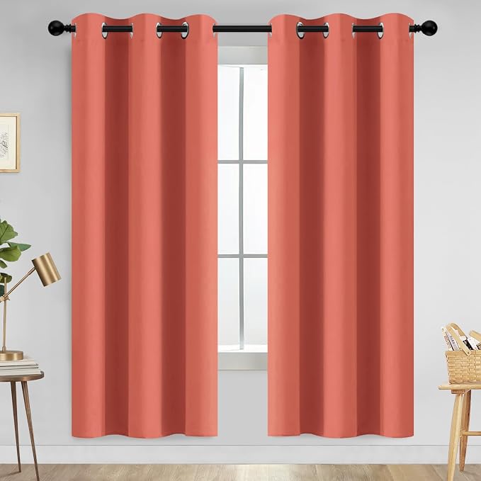 Yakamok Room Darkening Curtains 42x72 inch Length Coral Orange-Living Room | 2 by Yakamok
