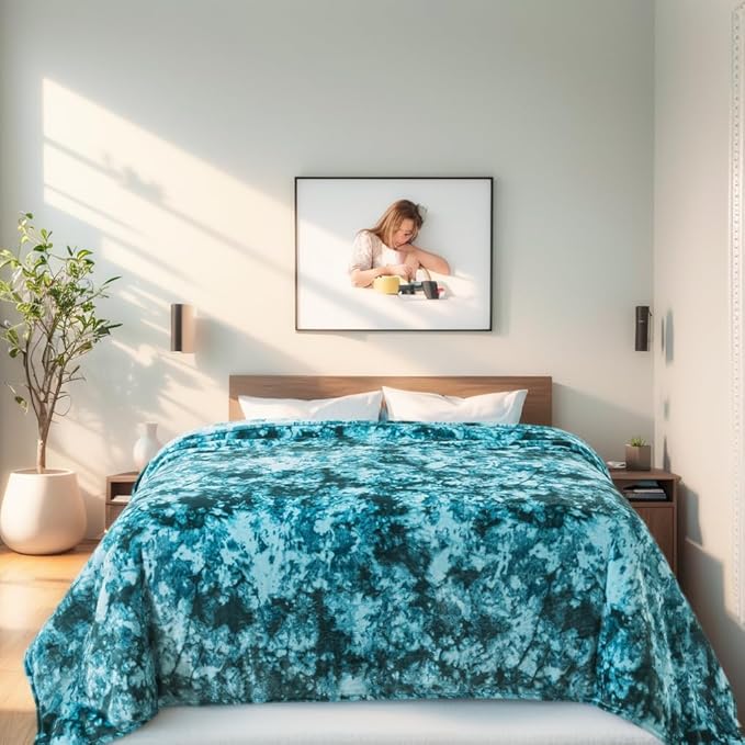Fuzzy Blanket Queen Size - Teal, Soft and Comfy, Plush and Furry Faux Fur, Reversible Queen Blankets for Queen Full Bed, 90x90 Inches,Teal