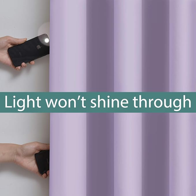 Yakamok Lilac 100% Blackout Curtains 63 Inches Long - Image 3