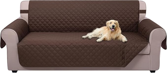U-NICE HOME 4 Seater Sofa Cover 91''Large Couch Cover, Chocolate | Washable by U-NICEHOME