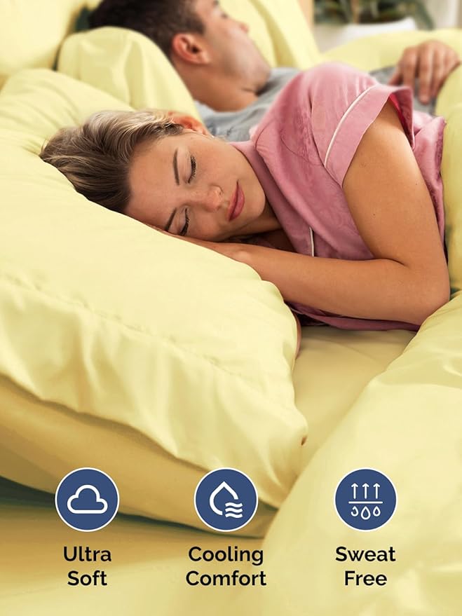 Extra Deep Queen Sheet Set - 6 Piece Breathable & Cooling Sheets - Hotel Luxury Bed Sheets Set - Easy & Secure Fit - Soft, Wrinkle Free & Comfy Sheets Set - Yellow Sheet Set with Extra Deep Pockets