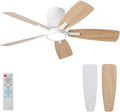 TALOYA 42 inch Ceiling Fans with Lights Remote Control, Modern Low Profile Ceiling Fan with Ultra Quiet Reversible DC Motor,Flush Mount Ceiling Fan for Bedroom Living Room