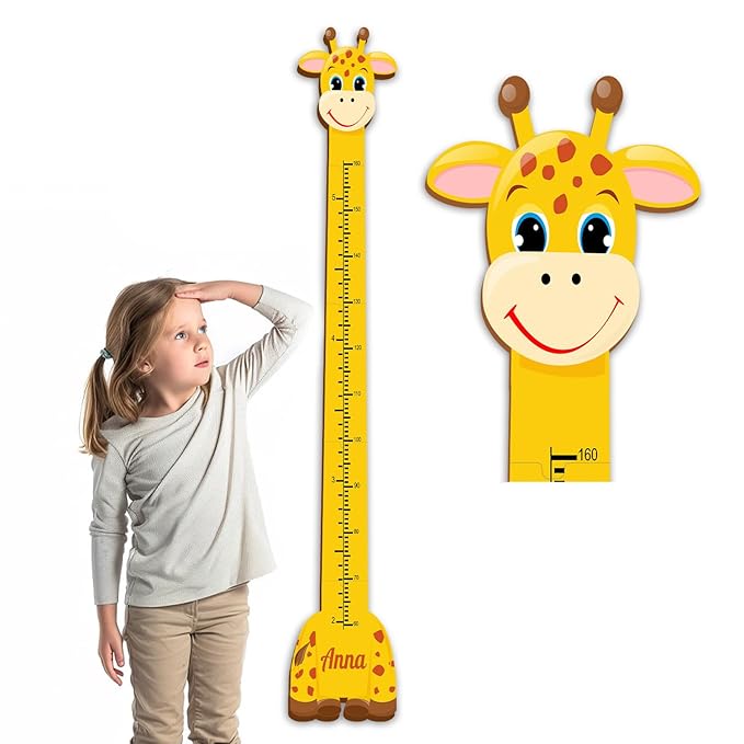 Personalized Growth Chart for Wall, Wooden Height Chart for Kids, Cute Height Measurement for Child/Girls/Boys, Baby and Toddler's Playroom/Kid's Room/Nursery Decor, Giraffe