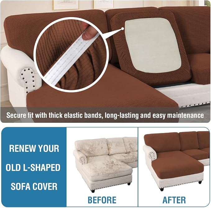 H.VERSAILTEX Sectional Couch Covers 6 Pieces Stretch Sofa Covers - Image 6