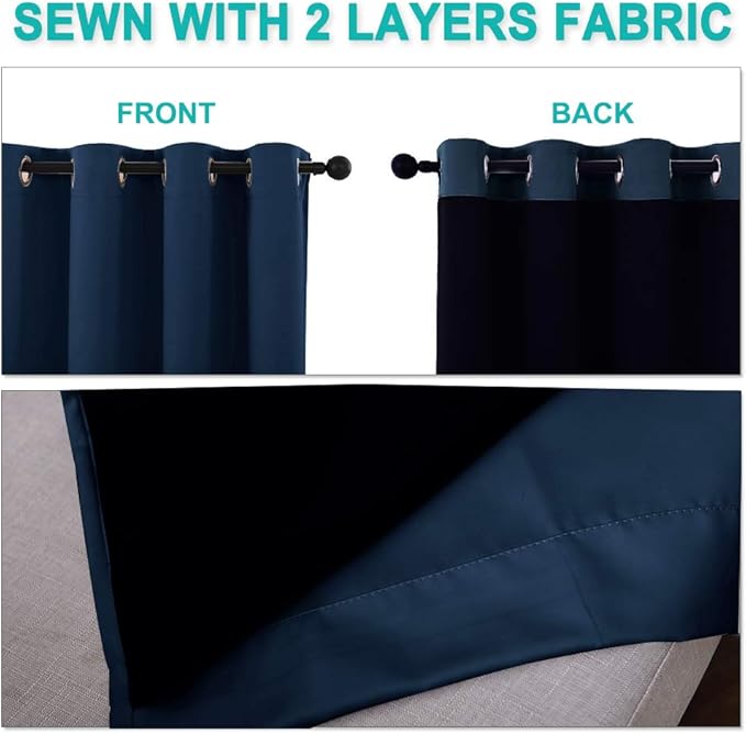 NICETOWN 100% Blackout Curtains 102 inches Long, Noise Reduction Window - Image 5