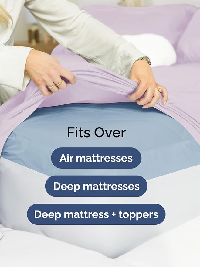 Extra Deep Cal King Sheet Set - 6 Piece Breathable & Cooling Sheets - Hotel Luxury Bed Sheets Set - Easy Fit - Soft, Wrinkle Free & Comfy Sheets Set - Light Lavender Sheet Set w/Extra Deep Pockets