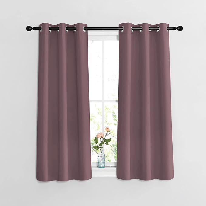 NICETOWN Blackout Dry Rose Curtains 48 inch Length by NICETOWN