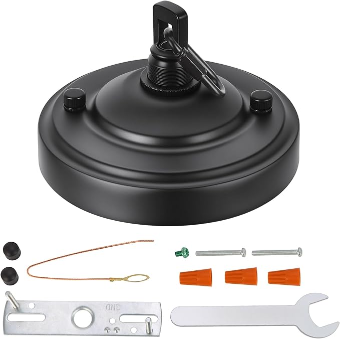 5.16Inch Light Canopy Kit with 6 Feet Chain, Ceiling Plate for Chandelier with Mounting Hardware, Iron Ceiling Canopy Kit for Pendant Light, Easy to Install