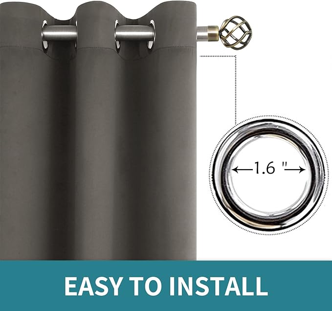 BGment Blackout Curtains for Bedroom - Grommet Thermal Insulated Room Darkening Curtains for Living Room, Set of 2 Panels (42 x 84 Inch, Grey)