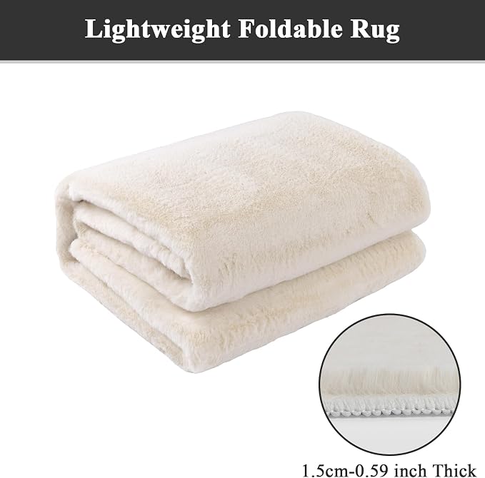SHACOS 5x7 Ultra Soft Faux Rabbit Fur Area Rug, Non Slip Machine Washable - Image 5